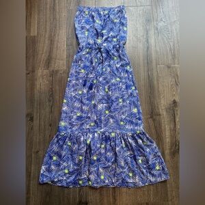 Vineyard Vines Strapless Silk Dress XXS Blue & White